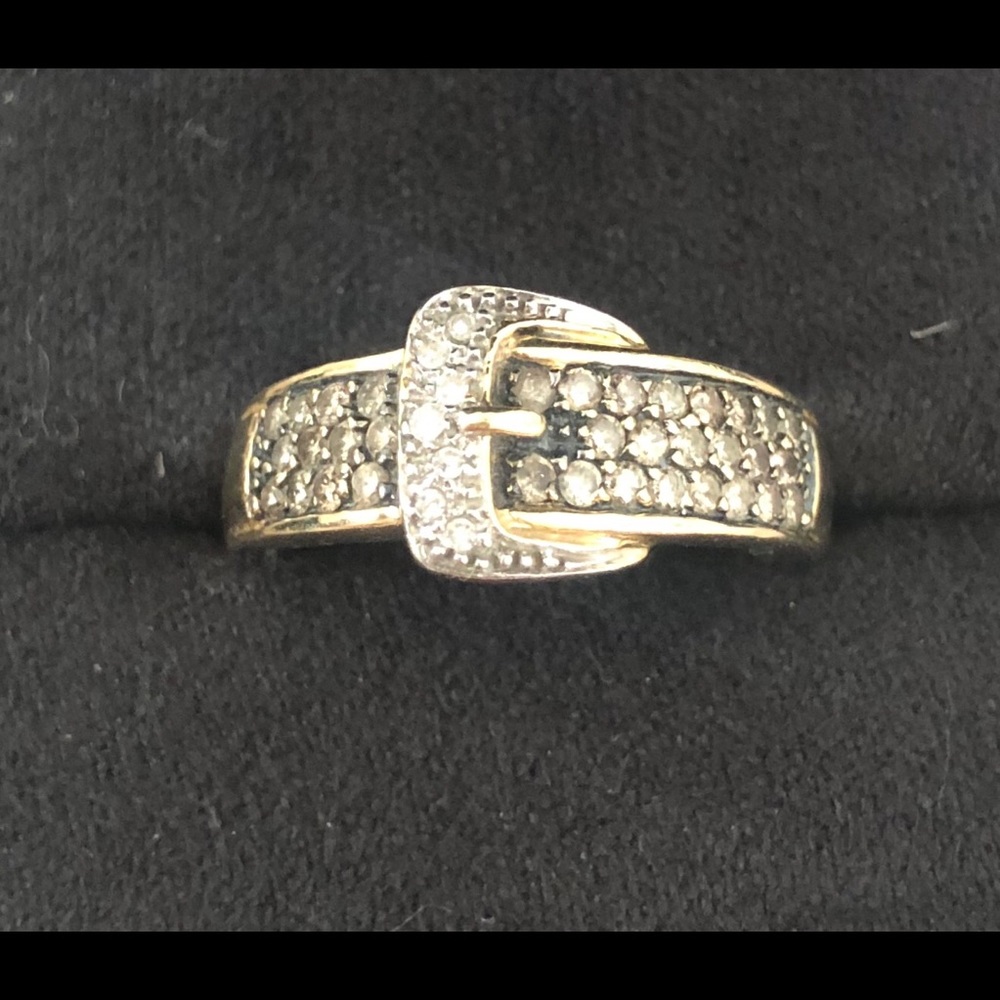 14k yellow gold chocolate diamond belt ring